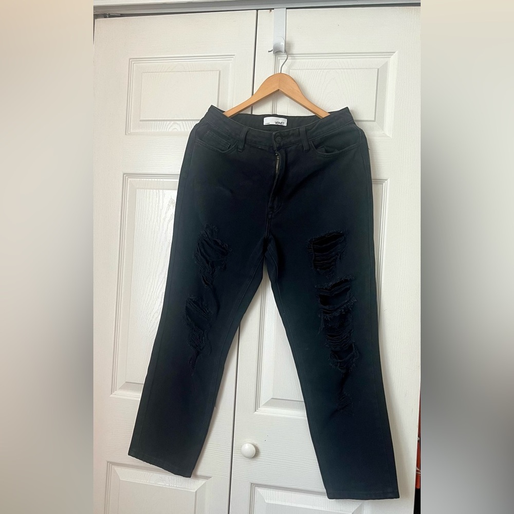 Black denim distressed jeans from Mixology